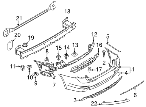 2022 BMW 530e Bumper & Components - Rear REFLECTOR, REAR RIGHT Diagram for 63149463764