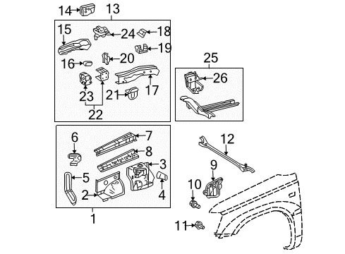 2004 Lexus ES330 Structural Components & Rails Support Diagram for 53704-33020