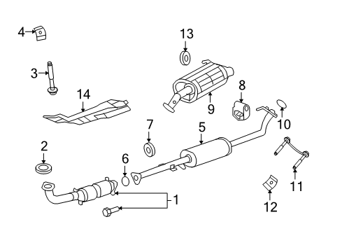 2010 Honda CR-V Exhaust Components Muffler, Exhuast Diagram for 18307-SWA-A11