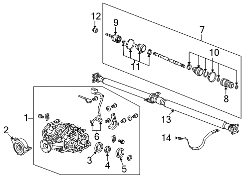 2011 Acura RDX Axle & Differential - Rear Shaft Assembly, Propeller Diagram for 40100-STK-A02