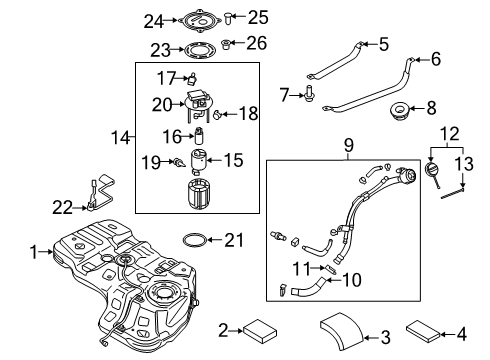 2022 Hyundai Palisade Senders Filler Neck & Hose Assembly Diagram for 31030-S8550