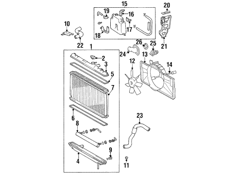 1999 Lexus SC400 Radiator & Components Fan Diagram for 16911-50010