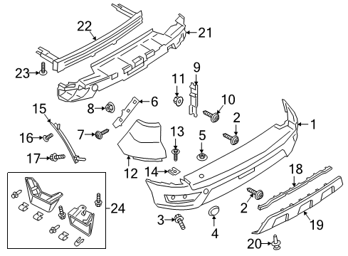 2020 Ford EcoSport Rear Bumper Insert Diagram for GN1Z-17K835-H