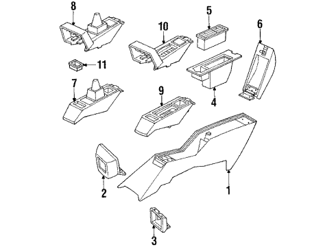 1988 Pontiac Grand Prix Front Console HINGE, Floor Console Diagram for 12391704