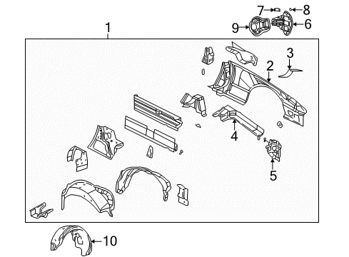 2003 Ford Thunderbird Quarter Panel & Components Fuel Pocket Diagram for 3W6Z-7627936-AA