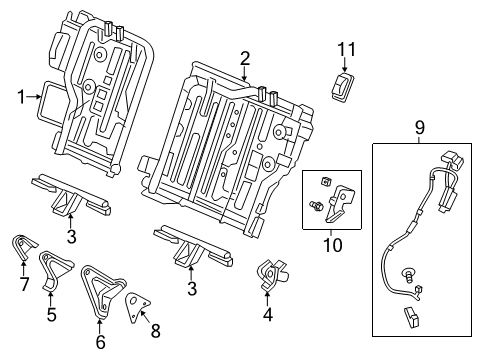 2018 Acura RDX Rear Seat Components Beam, Rear Seat Diagram for 82294-TX4-A01