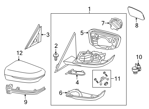 2021 BMW M340i Parking Aid MIRROR GLAS HEATED PLANE LEF Diagram for 51169880019