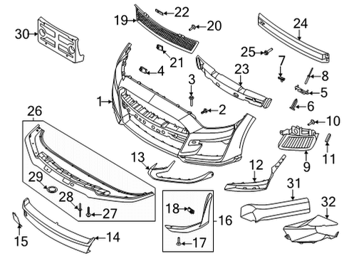 2022 Ford Mustang Bumper & Components - Front Shield Rivet Diagram for -W714303-S300