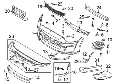 2022 Ford Mustang Bumper & Components - Front Impact Bar Bolt Diagram for -W711097-S439