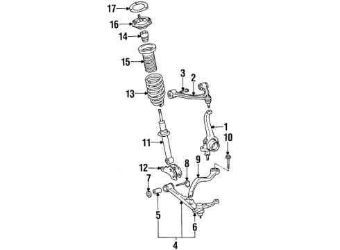 1997 Lexus GS300 Front Suspension Components, Lower Control Arm, Upper Control Arm, Stabilizer Bar Lower Ball Joint Assembly Diagram for 43330-39486
