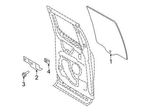 2019 Ford F-150 Rear Door - Glass & Hardware Door Glass Retainer Assembly Diagram for FL3Z-18270A06-A
