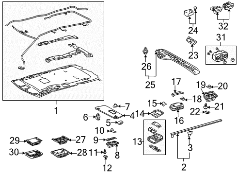 2006 Toyota Sienna Interior Trim - Roof Rear Header Trim Diagram for 63381-08020-B0