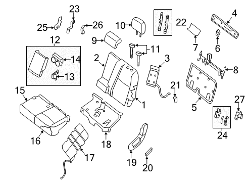 2020 Nissan Pathfinder Second Row Seats Board Assembly-2ND Set Back Diagram for 88766-3JA0A