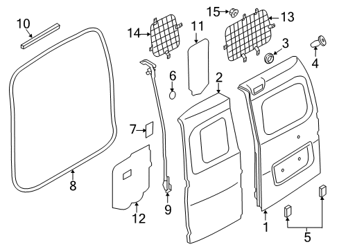 2017 Chevrolet City Express Back Door - Door & Components Door Shell Diagram for 19317139