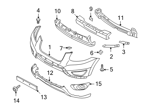 2012 Hyundai Santa Fe Front Bumper Nut-Spring Diagram for 13357-04016