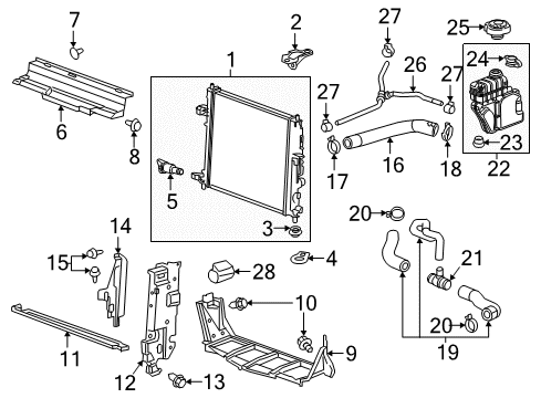 2016 Cadillac ATS Radiator & Components Lower Bracket Diagram for 23331662