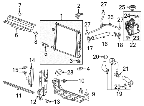 2017 Cadillac ATS Radiator & Components Lower Insulator Diagram for 22966133