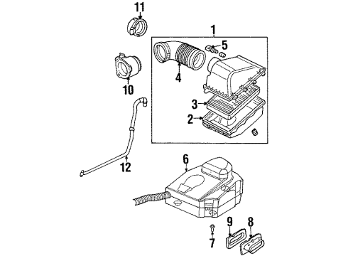 2001 Cadillac Eldorado Air Intake Tube, Pcv Diagram for 12556101