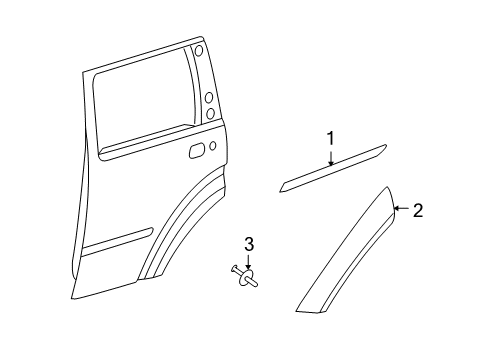 2008 Jeep Liberty Exterior Trim - Rear Door APPLIQUE-Rear Door Diagram for 1CK68TZZAE