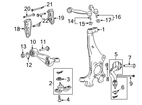 2014 Lexus LS600h Front Suspension Components, Lower Control Arm, Upper Control Arm, Ride Control, Stabilizer Bar Front Suspension Arm Set Lower No.2 Left Diagram for 48670-59025