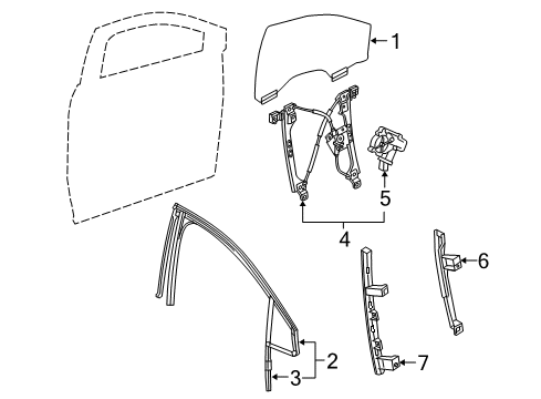 2020 Cadillac XT5 Front Door - Glass & Hardware Run Weatherstrip Diagram for 84852430