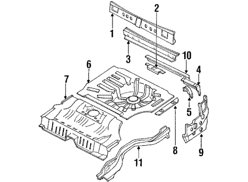 1988 Nissan Maxima Rear Body, Rear Upper Body, Rear Floor & Rails Floor Rear Middle Diagram for 74514-10E00