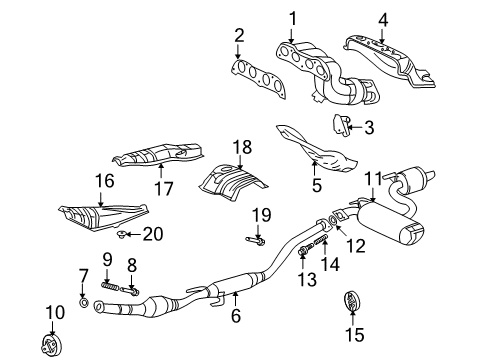 2000 Toyota Celica Exhaust Components, Exhaust Manifold Exhaust Manifold Stay Diagram for 17118-0D010