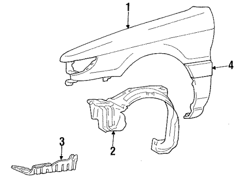 1989 Dodge Colt Fender & Components, Exterior Trim Shield, Kit Front Fender Splash Diagram for MB597608