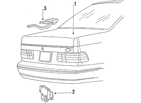1991 Mercury Sable Trunk Lid Cylinder & Keys Diagram for FODZ5443507A