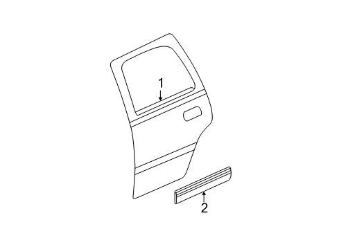 2007 GMC Sierra 1500 Exterior Trim - Rear Door Molding Asm-Rear Side Door *Black Diagram for 15085455