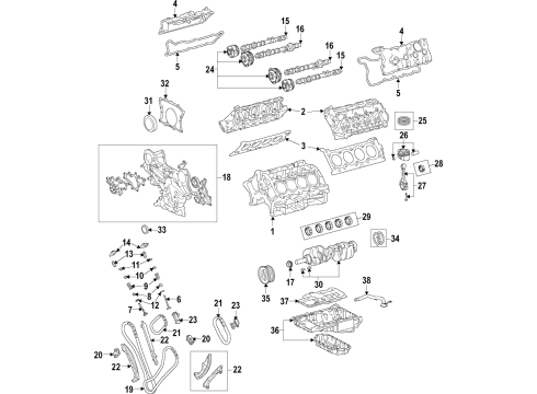 2019 Lexus RC F Engine Parts, Mounts, Cylinder Head & Valves, Camshaft & Timing, Variable Valve Timing, Oil Cooler, Oil Pan, Oil Pump, Crankshaft & Bearings, Pistons, Rings & Bearings Cooler Assy, Oil W/Bracket Diagram for 15700-38021