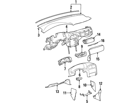 2000 Saturn SC1 Instrument Panel Instrument Cluster Assembly Diagram for 21025355