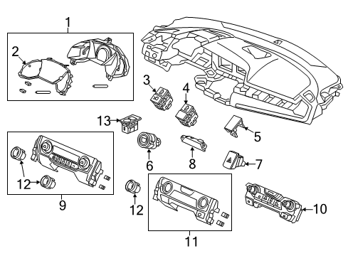 2016 Honda Civic Cluster & Switches, Instrument Panel Meter Assembly, Combination (Rewritable) Diagram for 78100-TBC-A32