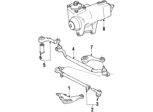 1987 BMW 635CSi Steering Gear Left Tie Rod Lever Diagram for 32211124430