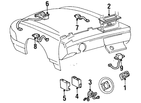 1994 Cadillac DeVille Air Bag Components Sensor Asm-Inflator Restraint Pass Compartment & Arming Diagram for 16178646