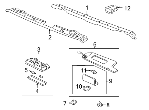 2000 Toyota Solara Convertible Top Sunvisor Holder Diagram for 74348-AC010-C0