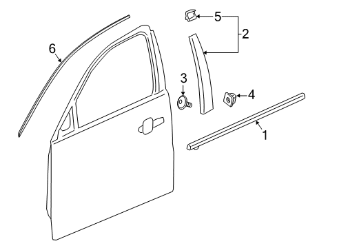 2018 Buick Regal Sportback Exterior Trim - Front Door Belt Molding Diagram for 39186442