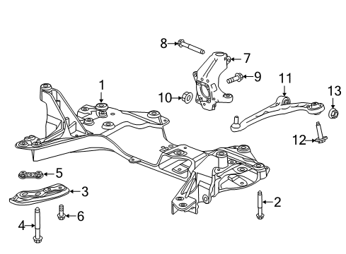 2013 Dodge Dart Front Suspension, Lower Control Arm, Stabilizer Bar, Suspension Components Front Steering Knuckle Diagram for 68080585AD