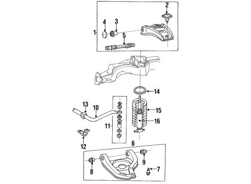 1991 Chevrolet Caprice Front Suspension Components, Lower Control Arm, Upper Control Arm, Stabilizer Bar Coil Spring Diagram for 22076528
