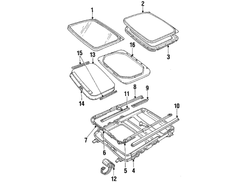 1984 Oldsmobile 98 Sunroof Weatherstrip, Sun Roof Window Diagram for 20091369