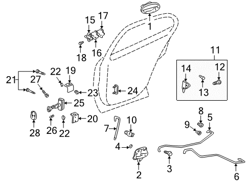 2003 Pontiac Bonneville Rear Door Link Asm-Rear Side Door Check Diagram for 25713386