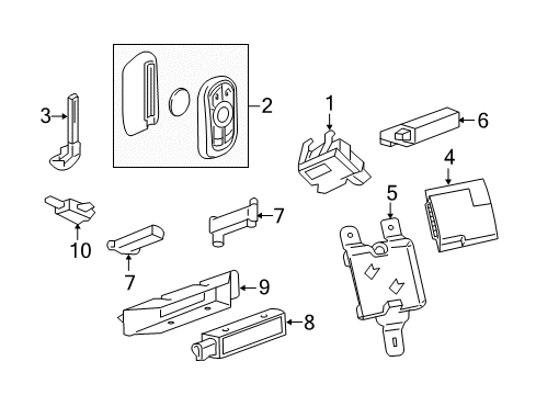 2016 Buick Envision Keyless Entry Components Module Bracket Diagram for 22990497