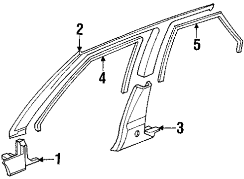 1991 Acura Integra Interior Trim - Pillars, Rocker & Floor Garnish Assembly, Left Front Pillar (Shimmer Gray) Diagram for 84151-SK8-A03ZA