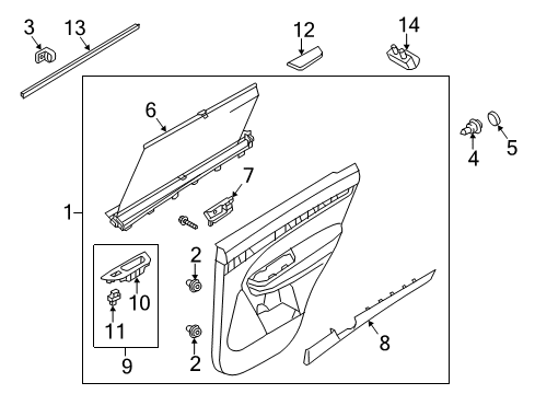 2014 Kia Sorento Interior Trim - Rear Door Power Window Sub Unit Assembly Diagram for 935831U100