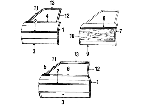 1986 Chevrolet Caprice Exterior Trim - Front Door Molding Asm, Front Side Door Diagram for 12322569