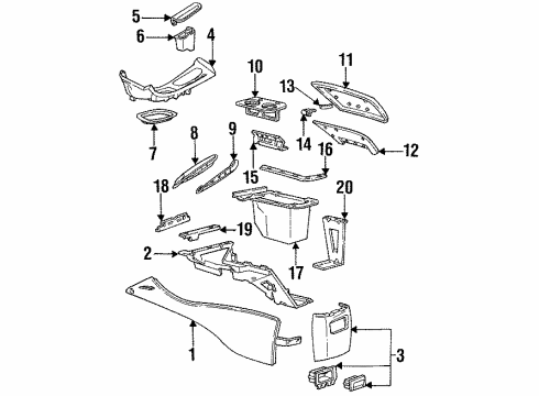 1994 Ford Thunderbird Center Console Cup Holder Diagram for F5SZ6313530AAA