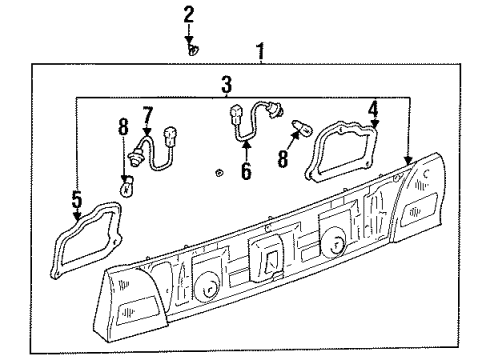 1995 Toyota Camry Backup Lamps Socket & Wire, Back-Up Lamp Diagram for 81675-06070