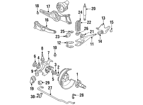 1992 Ford F-150 Front Suspension Components, Stabilizer Bar & Components Shock Diagram for 5U2Z-18V124-X