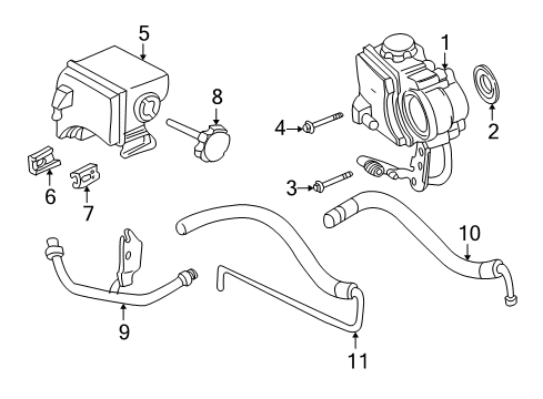2003 Pontiac Grand Am P/S Pump & Hoses, Steering Gear & Linkage Power Steering Pump Mount Stud Diagram for 11519819
