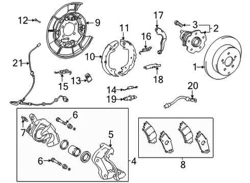 2017 Toyota Mirai Rear Brakes ABS Sensor Wire Diagram for 89516-12070